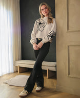 Je m'appelle Broeken Zwart / XS / (32'') Pant Flare Stretch Denim | Zwart