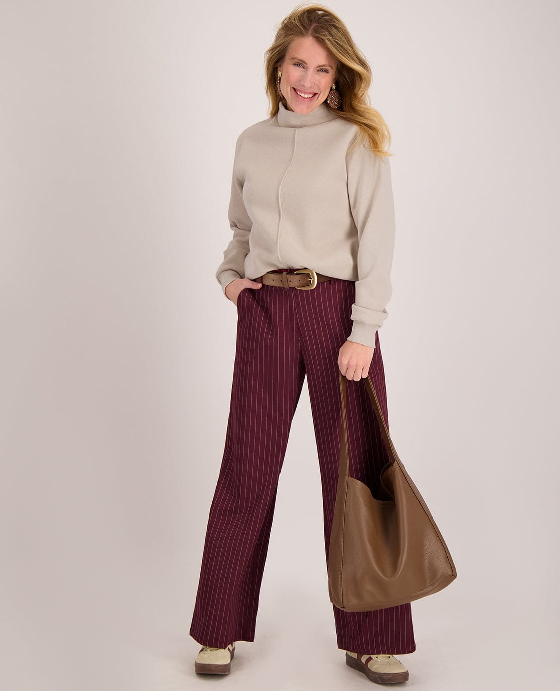 Je m'appelle Broeken Pant Straight | Burgundy / Off White