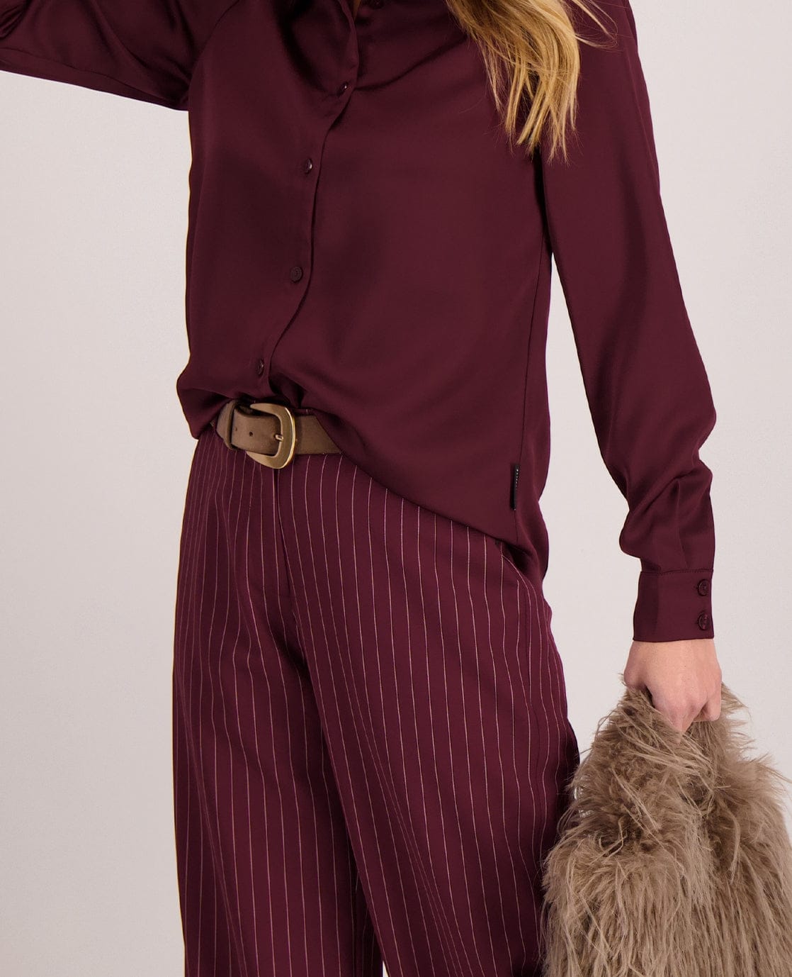 Je m'appelle Broeken Pant Straight | Burgundy / Off White