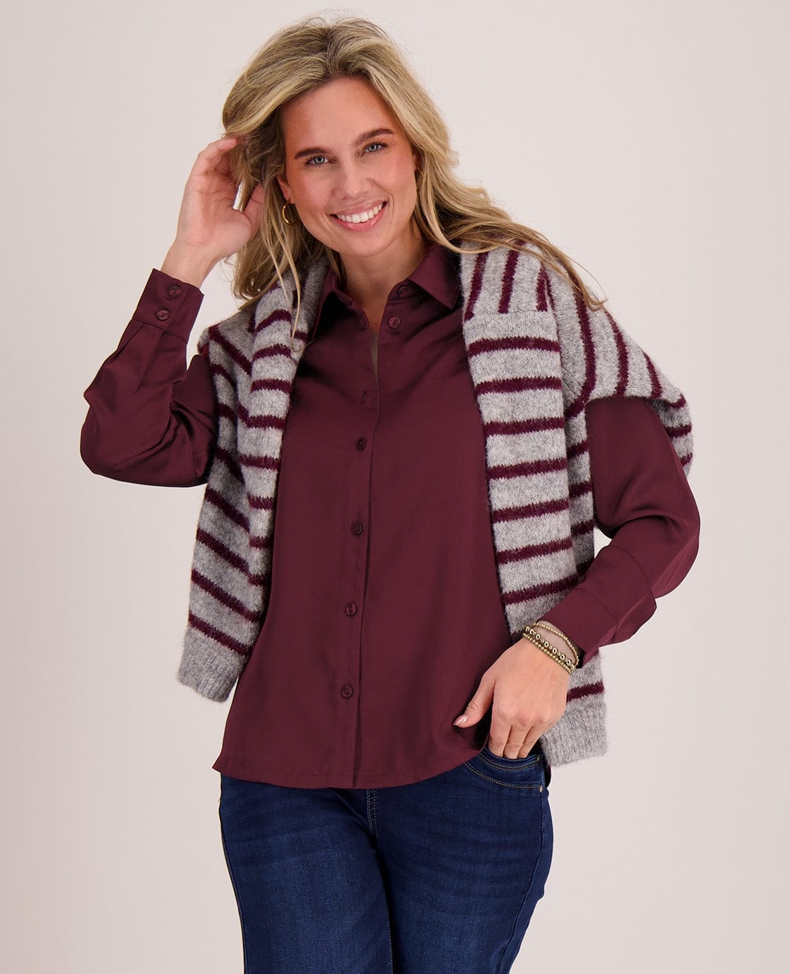 Je m'appelle Tops Burgundy / XS Blouse Bodine | Burgundy