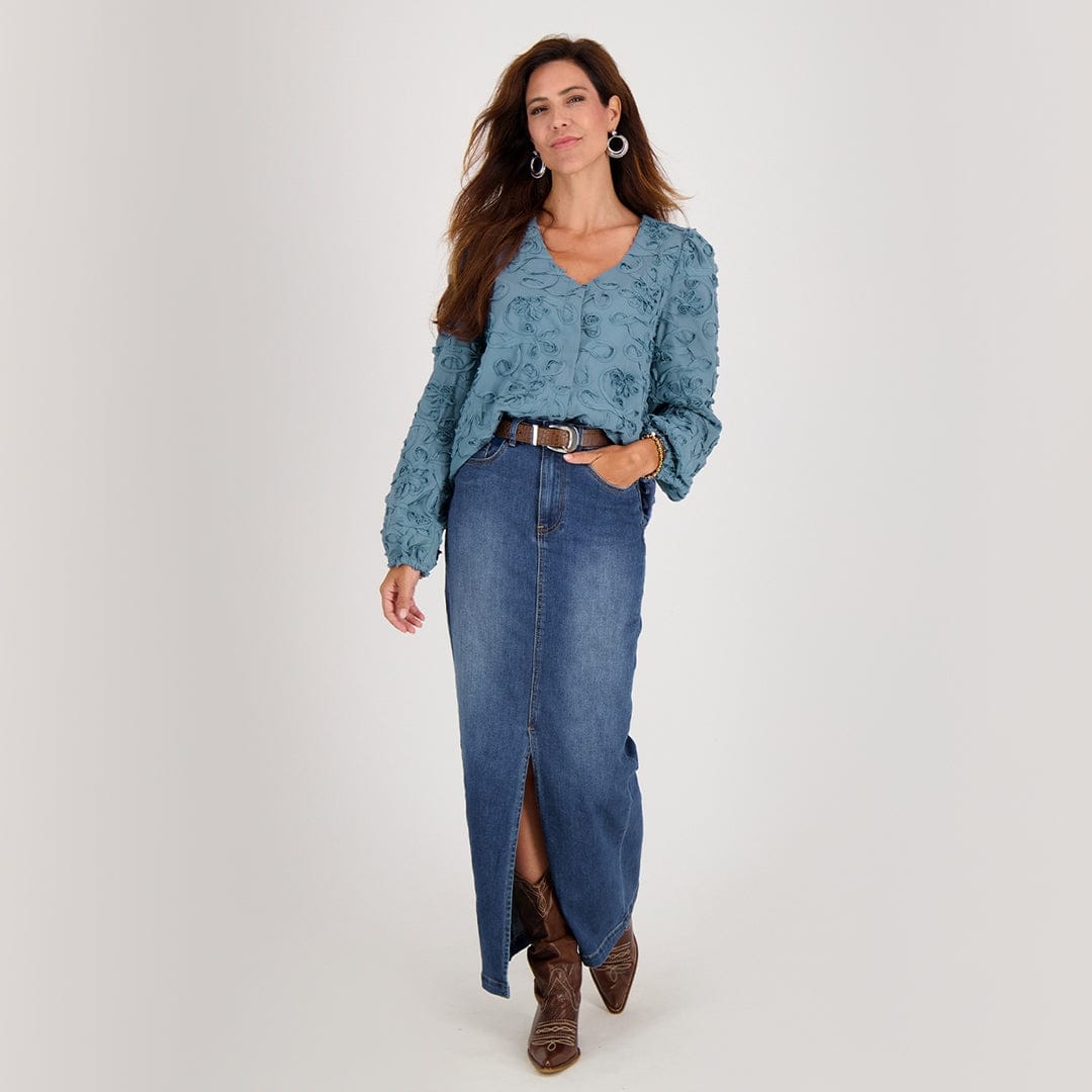 Je m'appelle Jurken Medium Denim Blue / XS Skirt Denim Stretch | Medium Denim Blue