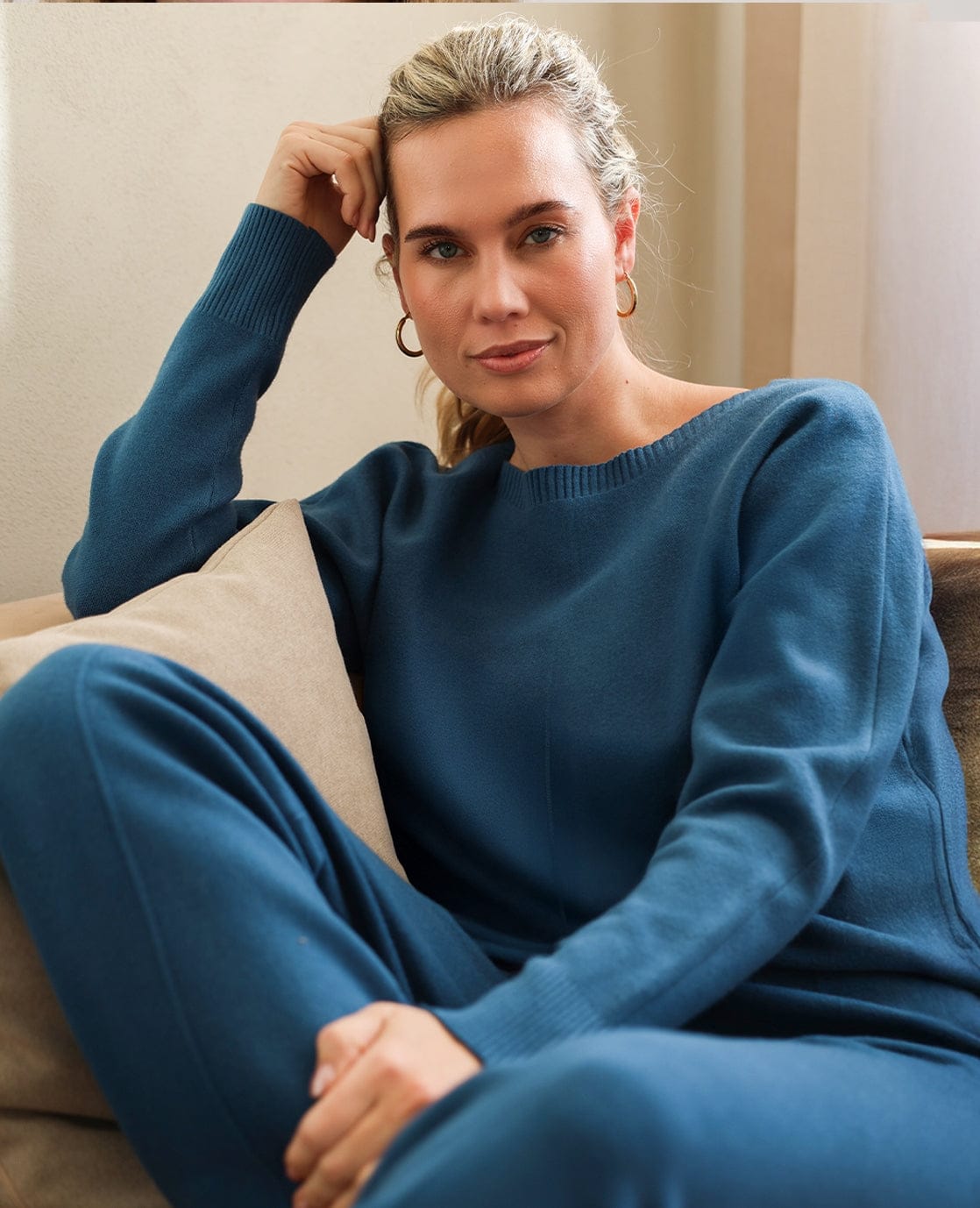 Je m'appelle Tops Petrol / S Pull Cosy Seam | Petrol