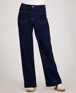 Je m'appelle Broeken Dark Blue Denim / XS / (32'') Pant Straight Stretch Denim | Dark Blue Denim