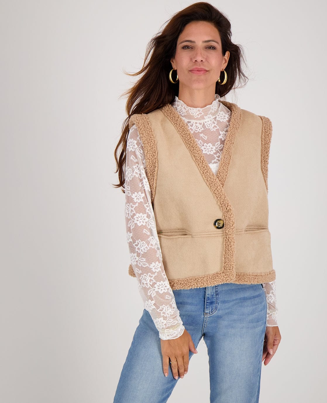 Je m'appelle Tops Gilet Teddy | Beige