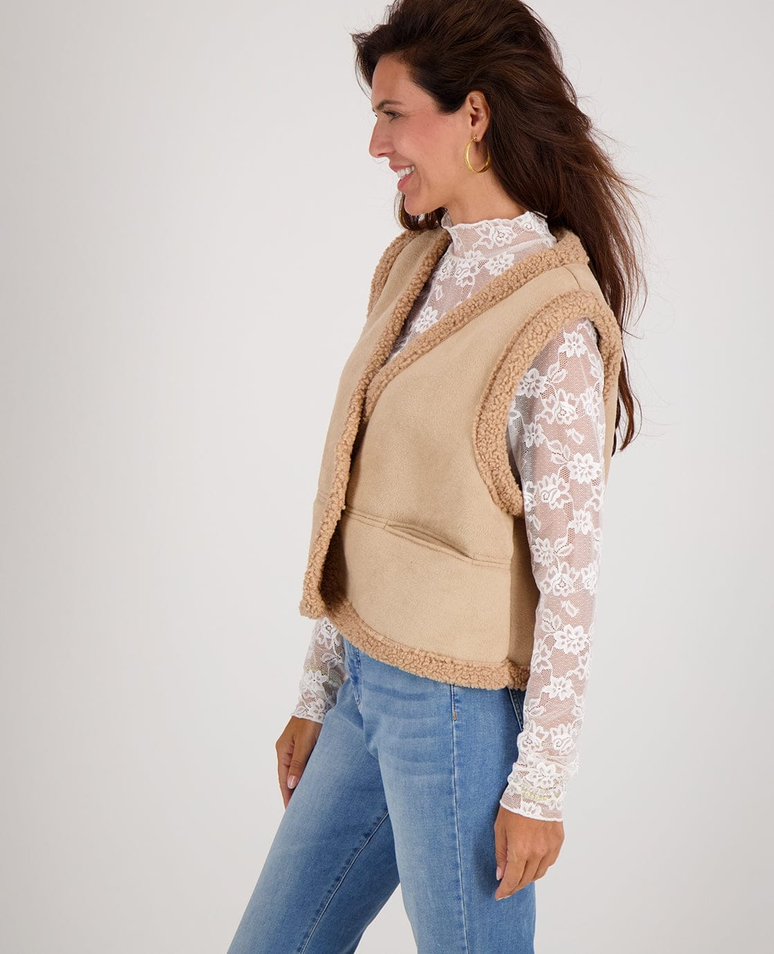 Je m'appelle Tops Gilet Teddy | Beige