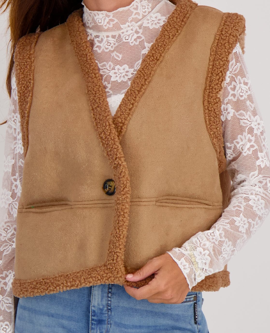 Je m'appelle Tops Gilet Teddy | Camel