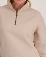 Je m'appelle Tops Sweater Collar Zipper | Dark Greige