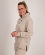 Je m'appelle Tops Sweater Collar Zipper | Dark Greige