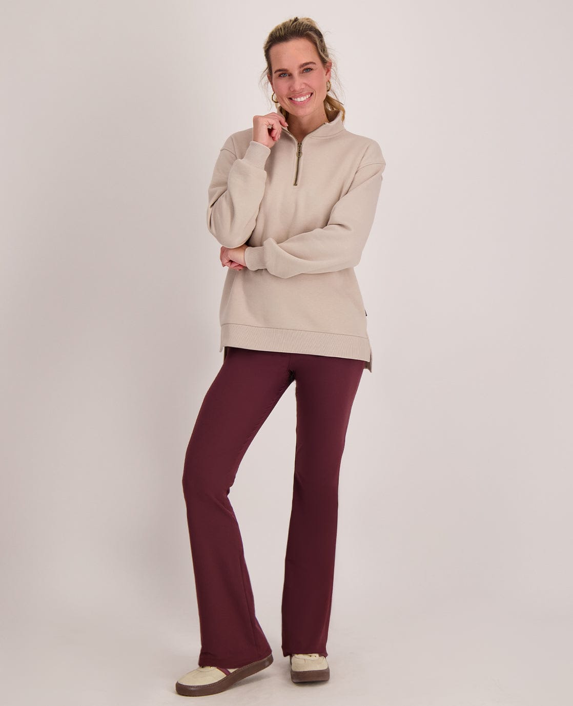 Je m'appelle Tops Sweater Collar Zipper | Dark Greige