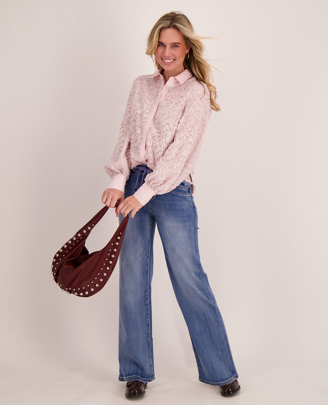Je m'appelle Tops Blouse Jacquard | Soft Pink