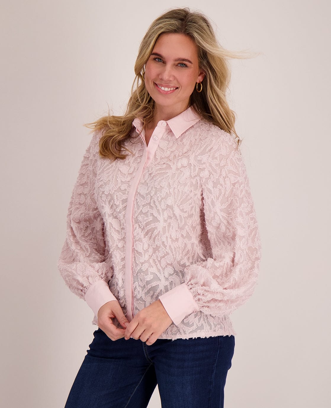 Je m'appelle Tops Blouse Jacquard | Soft Pink