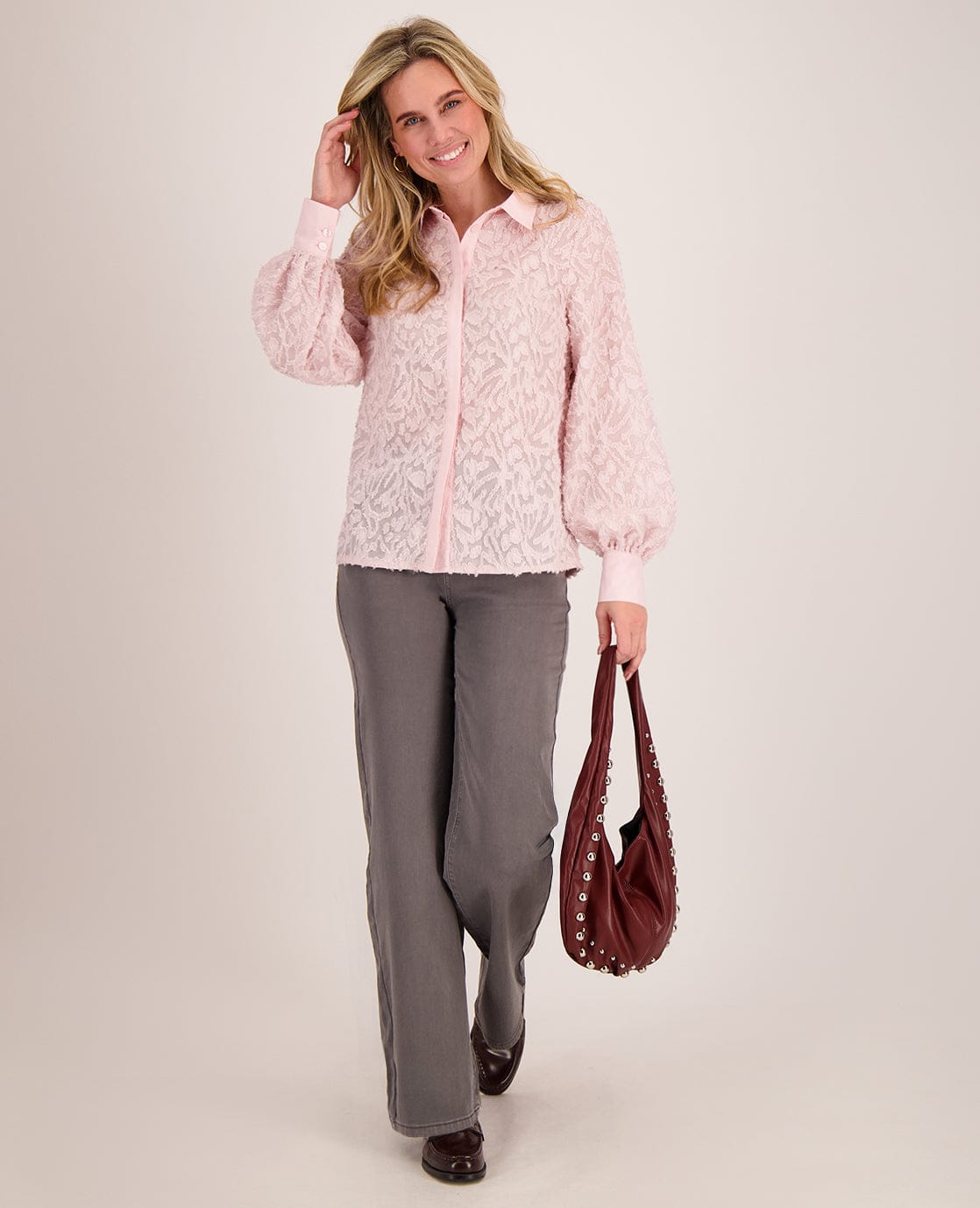 Je m'appelle Tops Blouse Jacquard | Soft Pink