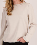 Je m'appelle Tops Sweater Studs | Dark Greige