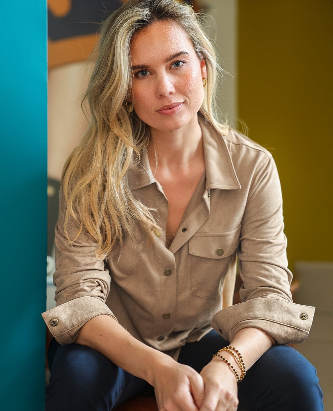 Je m'appelle Tops Camel / XS Blouse Suede | Camel