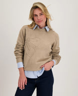 Je m'appelle Tops Pull Flowers | Camel
