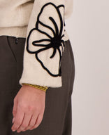 Je m'appelle Tops Pull Flowers | Dark Greige Melange / Black