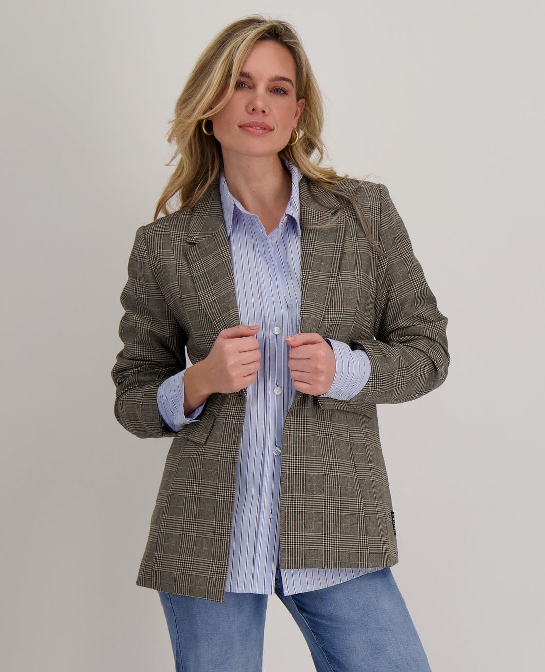 Je m'appelle Jassen Multicolor Dark Greige / Brown / XS Blazer Straight | Multicolor Dark Greige / Brown