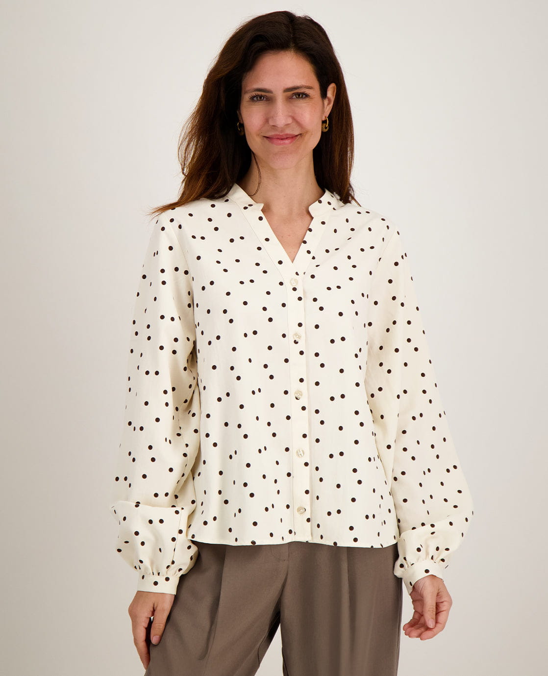 Je m'appelle Tops Porcelain White / Espresso / XS Blouse Roxy | Porcelain White / Espresso