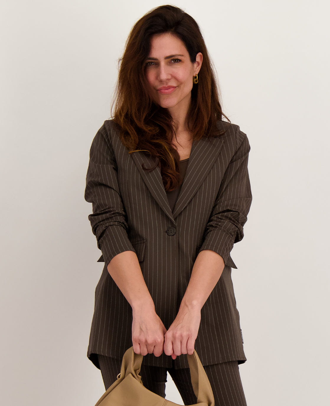 Je m'appelle Jassen Blazer Straight Travel | Espresso / Porcelain White