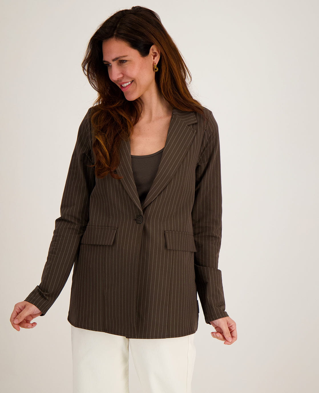 Je m'appelle Jassen Blazer Straight Travel | Espresso / Porcelain White