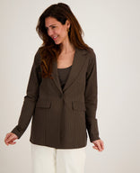 Je m'appelle Jassen Blazer Straight Travel | Espresso / Porcelain White