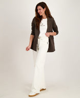 Je m'appelle Jassen Blazer Straight Travel | Espresso / Porcelain White