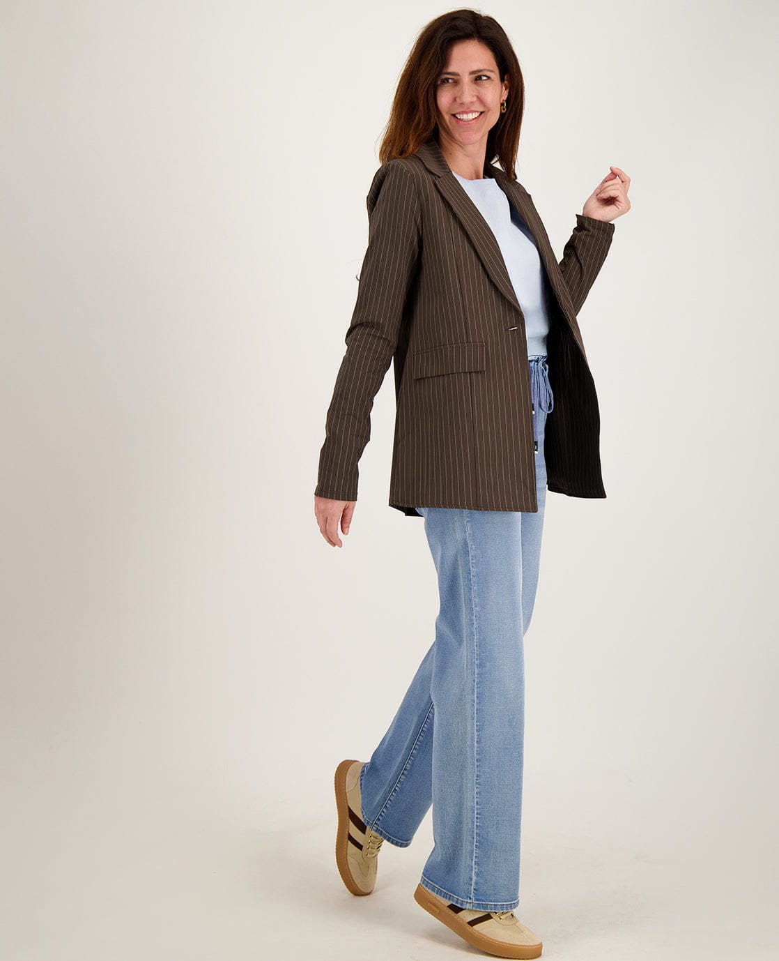 Je m'appelle Jassen Blazer Straight Travel | Espresso / Porcelain White