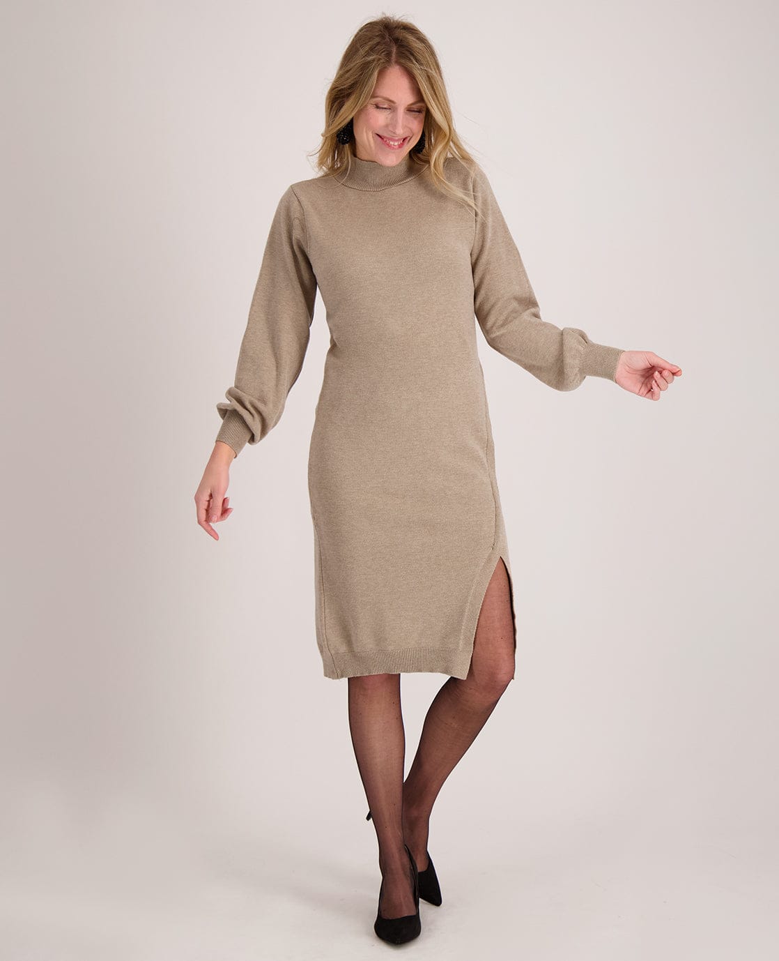 Je m'appelle Jurken Robe Laure Knitted | Toffee Melange