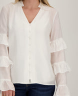 Je m'appelle Tops Blouse Ruffle | Off White