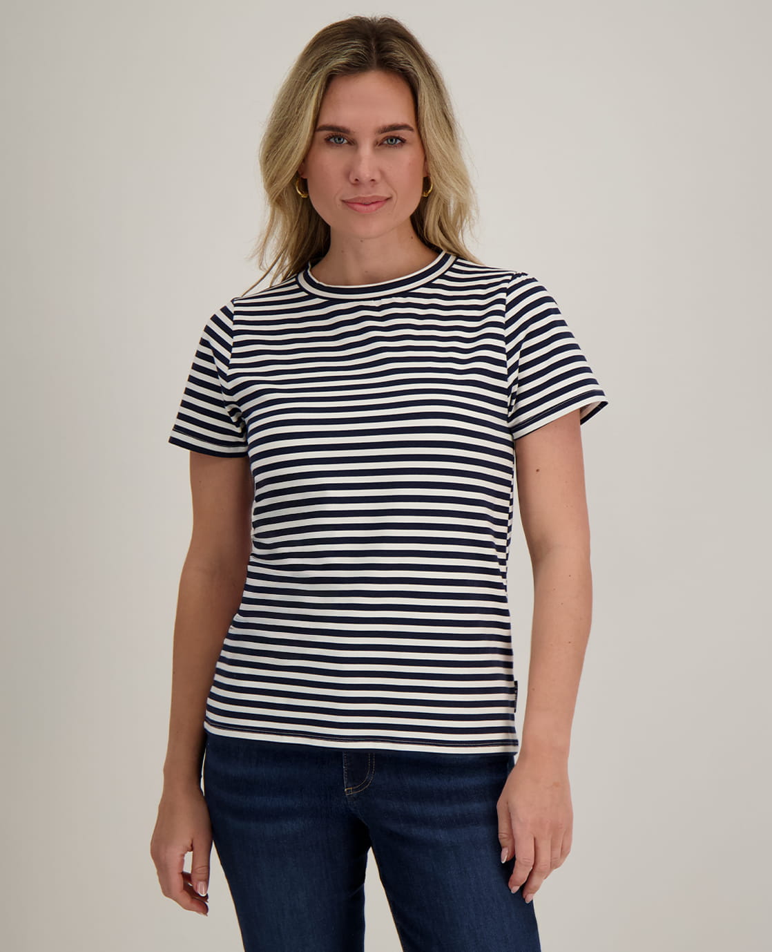 Je m'appelle Tops Porselein Wit / Donkerblauw / XS Tee Stripes | Porselein Wit / Donkerblauw