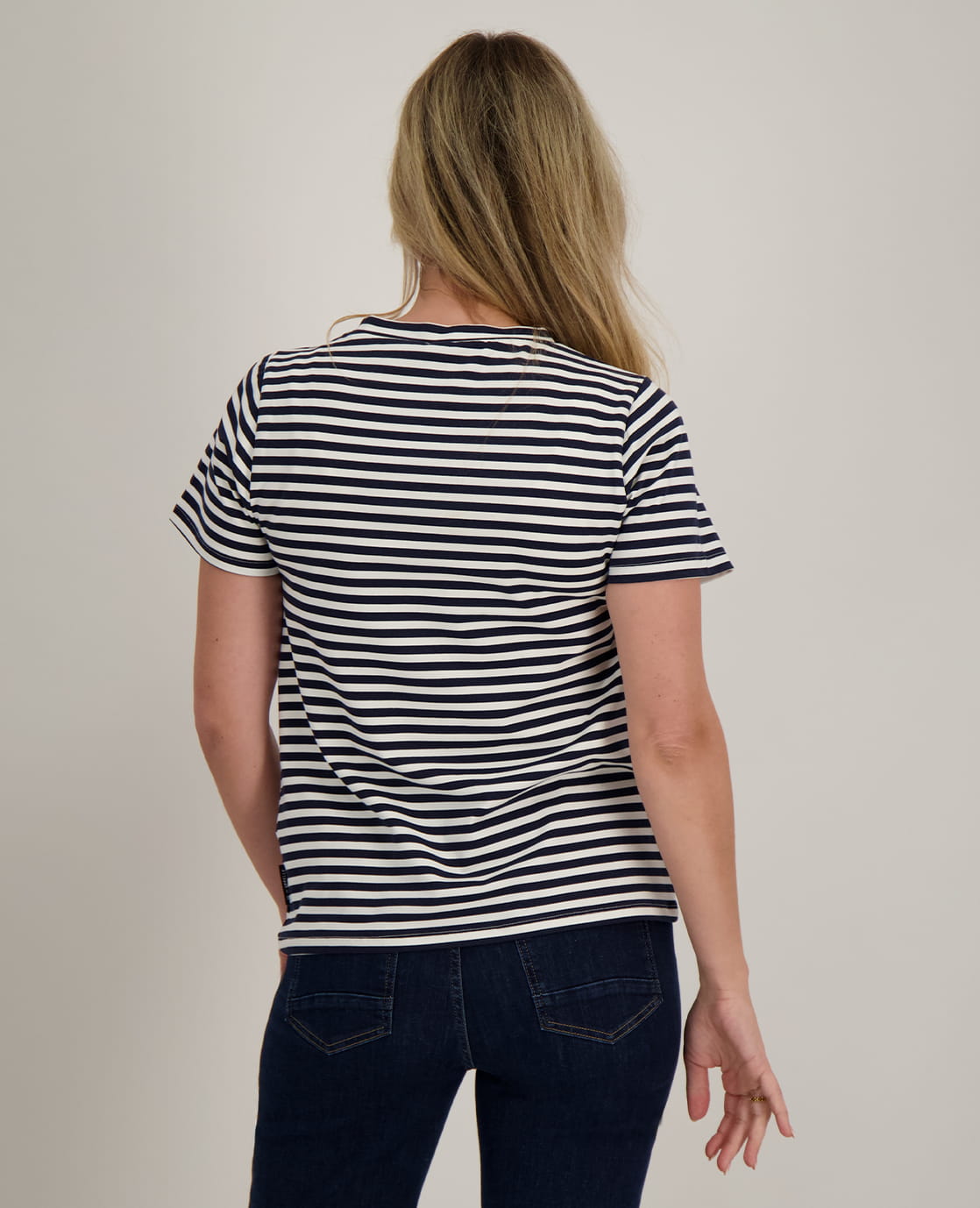 Je m'appelle Tops Tee Stripes | Porselein Wit / Donkerblauw
