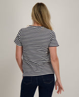 Je m'appelle Tops Tee Stripes | Porselein Wit / Donkerblauw