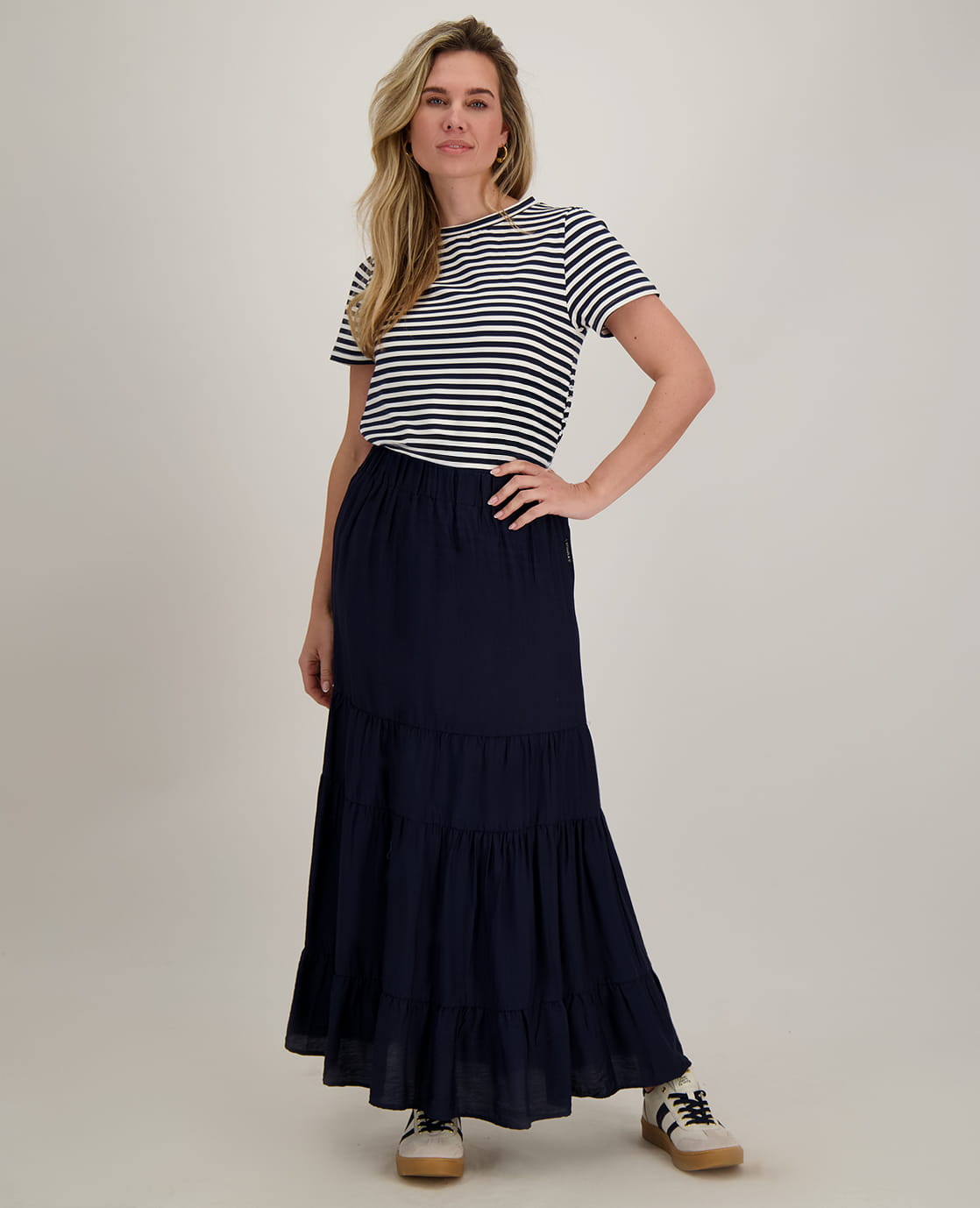 Je m'appelle Tops Tee Stripes | Porselein Wit / Donkerblauw