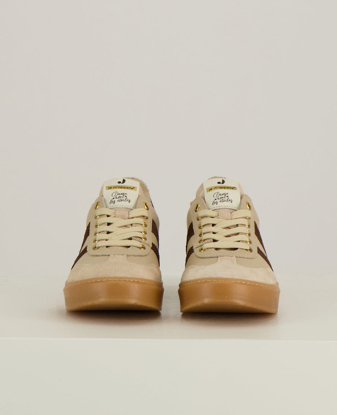 Je m'appelle Schoenen Sneakers Stripes | Sand / Dark Brown