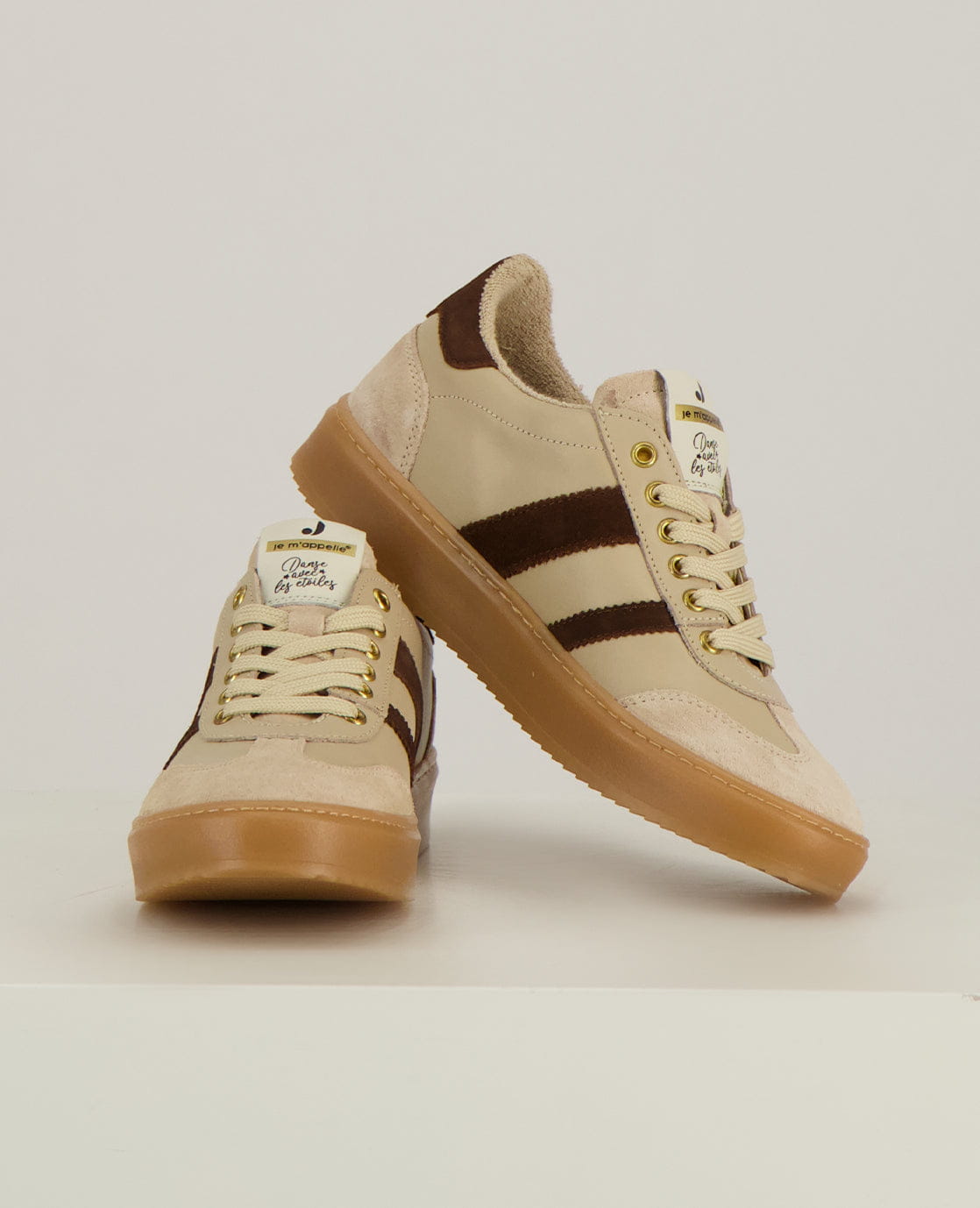 Je m'appelle Schoenen Sand / Dark Brown / 36 Sneakers Stripes | Sand / Dark Brown