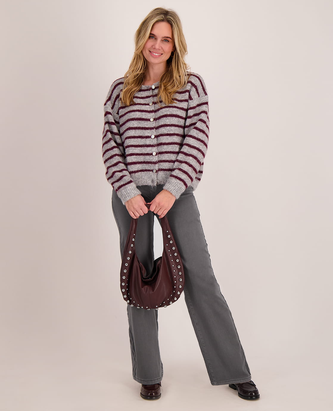Je m'appelle Vesten Grey / Burgundy / S/M/L Veste Diede | Grey / Burgundy