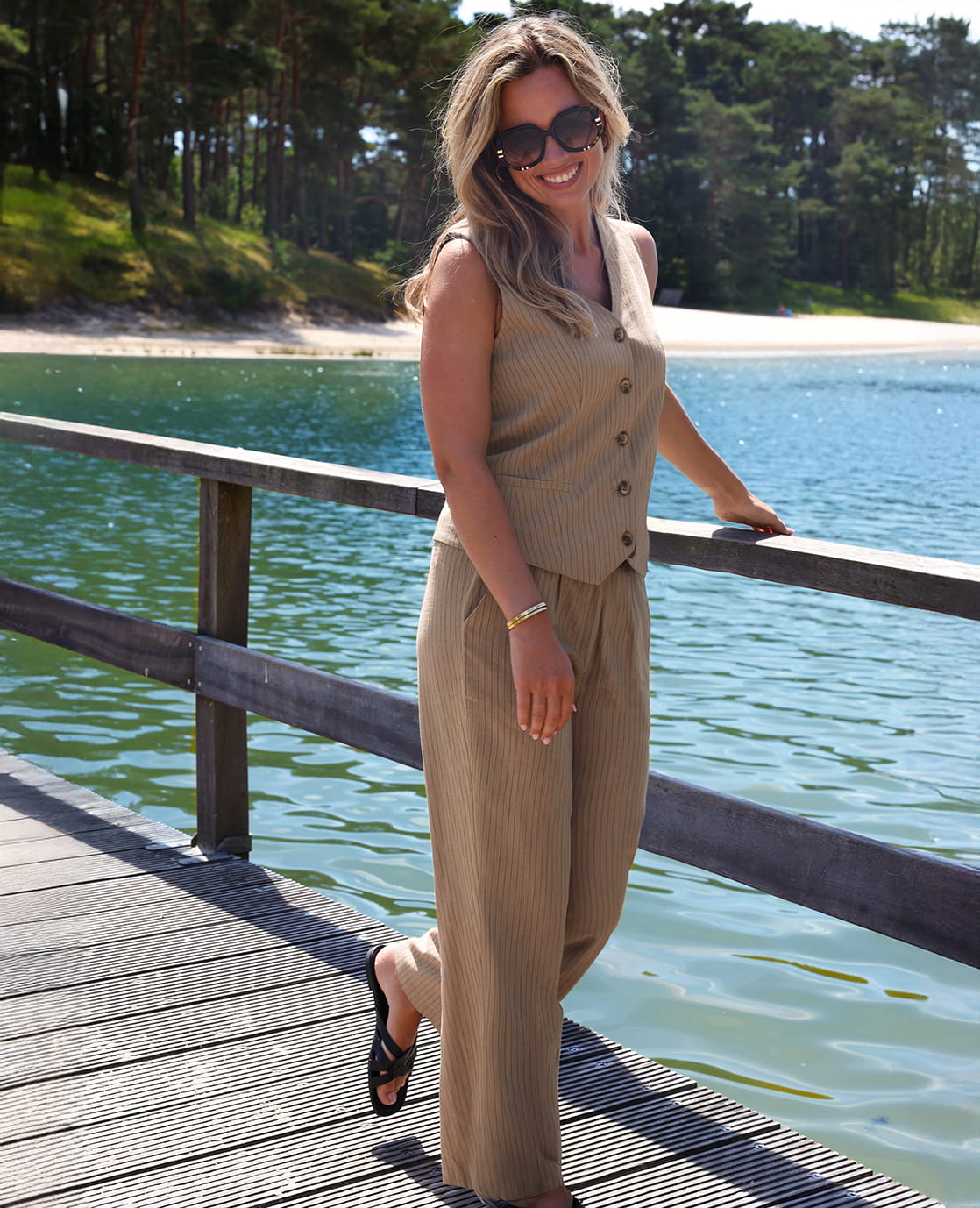 Je m'appelle Broeken Desert Sand / Black / XS / (30'') Pant Straight | Desert Sand / Black