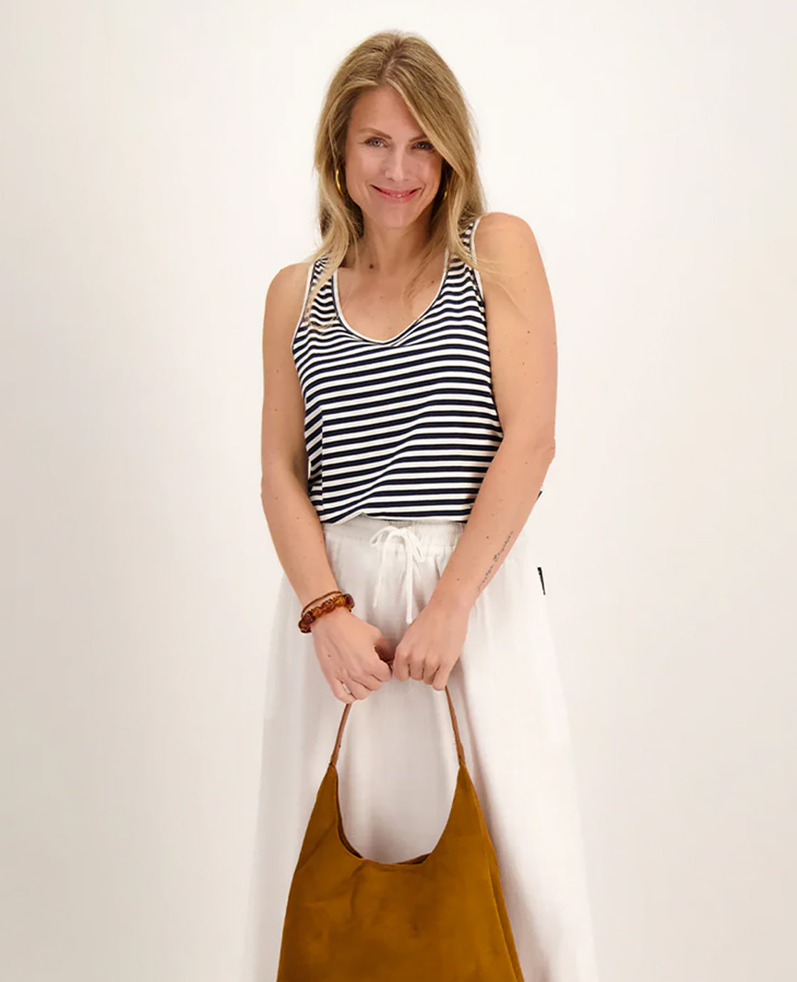 Tanktop Stripes | Porselein Wit / Donkerblauw
