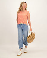 Je m'appelle Tops Tee Stripes | Off White / Coral Pink