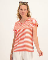Je m'appelle Tops Tee Stripes | Off White / Coral Pink