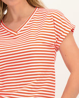 Je m'appelle Tops Tee Stripes | Off White / Coral Pink