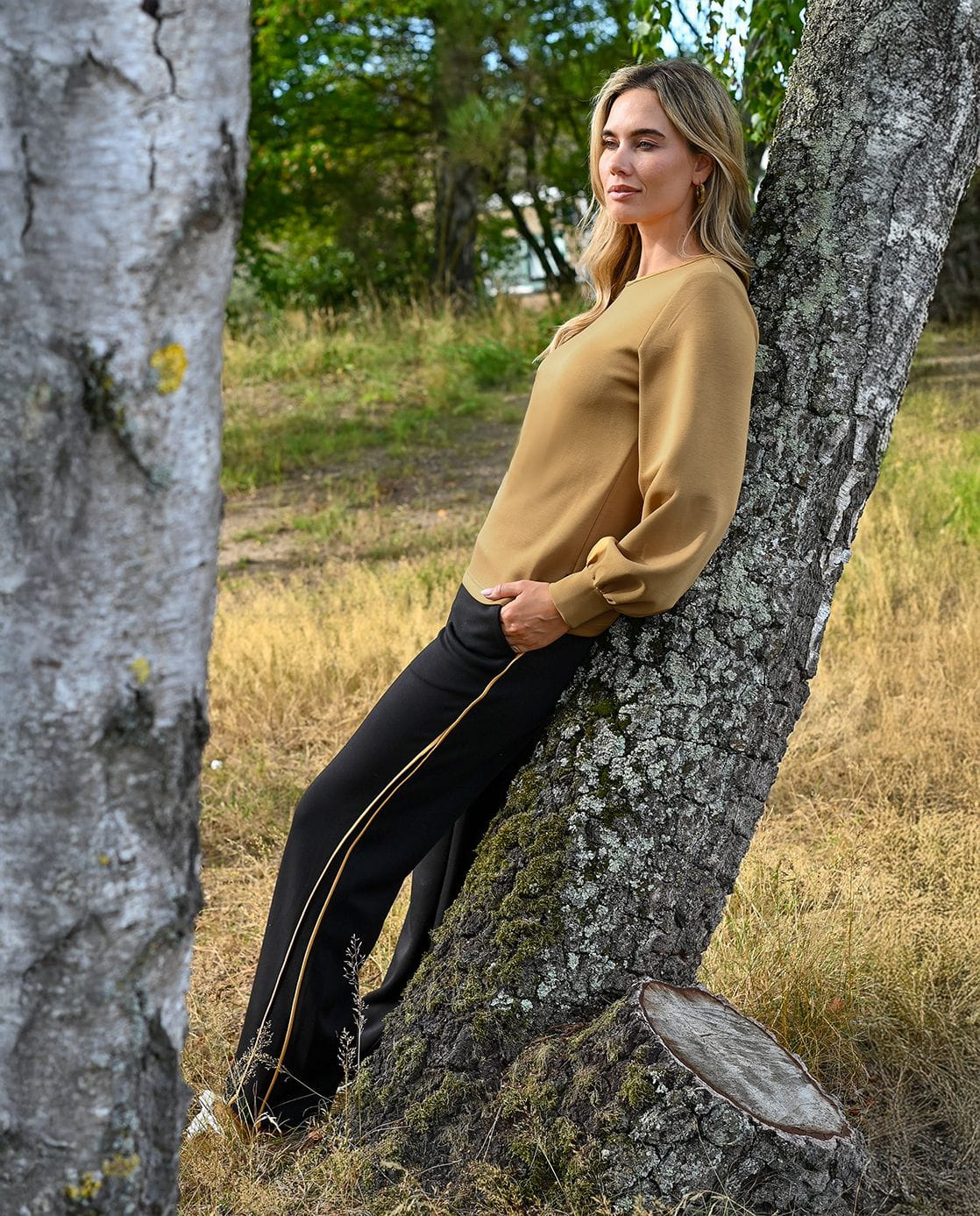 Je m'appelle Broeken Pant Kiki | Zwart / Golden Camel