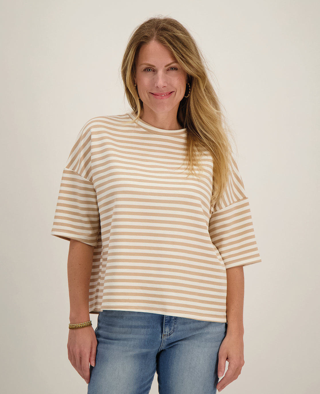 Tee Top Stripes | Off White / Sand