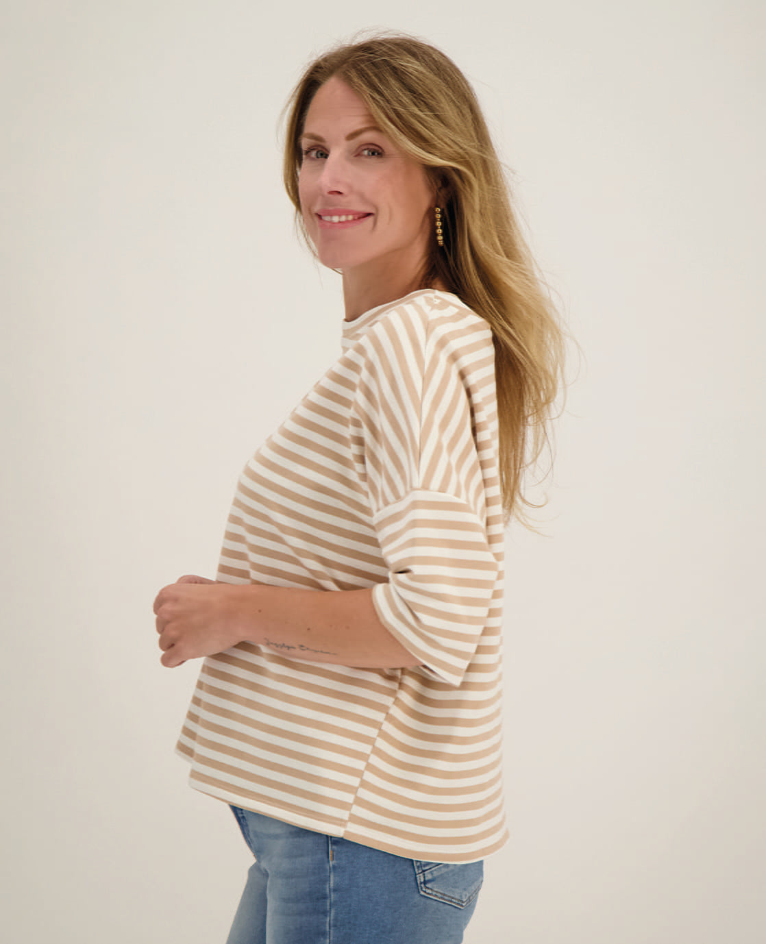 Je m'appelle Tops Tee Top Stripes | Off White / Sand