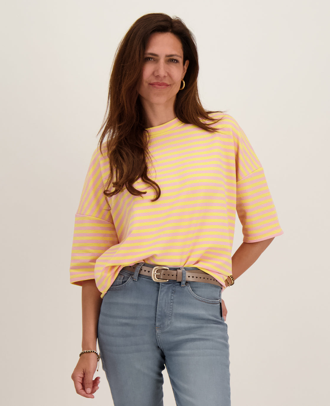 Tee Top Stripes | Yellow / Light Pink