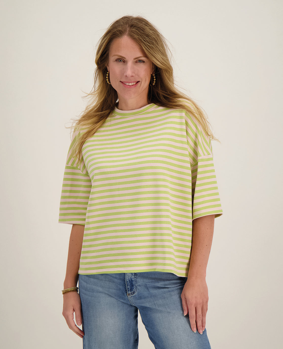 Tee Top Stripes | Pistache / Ecru