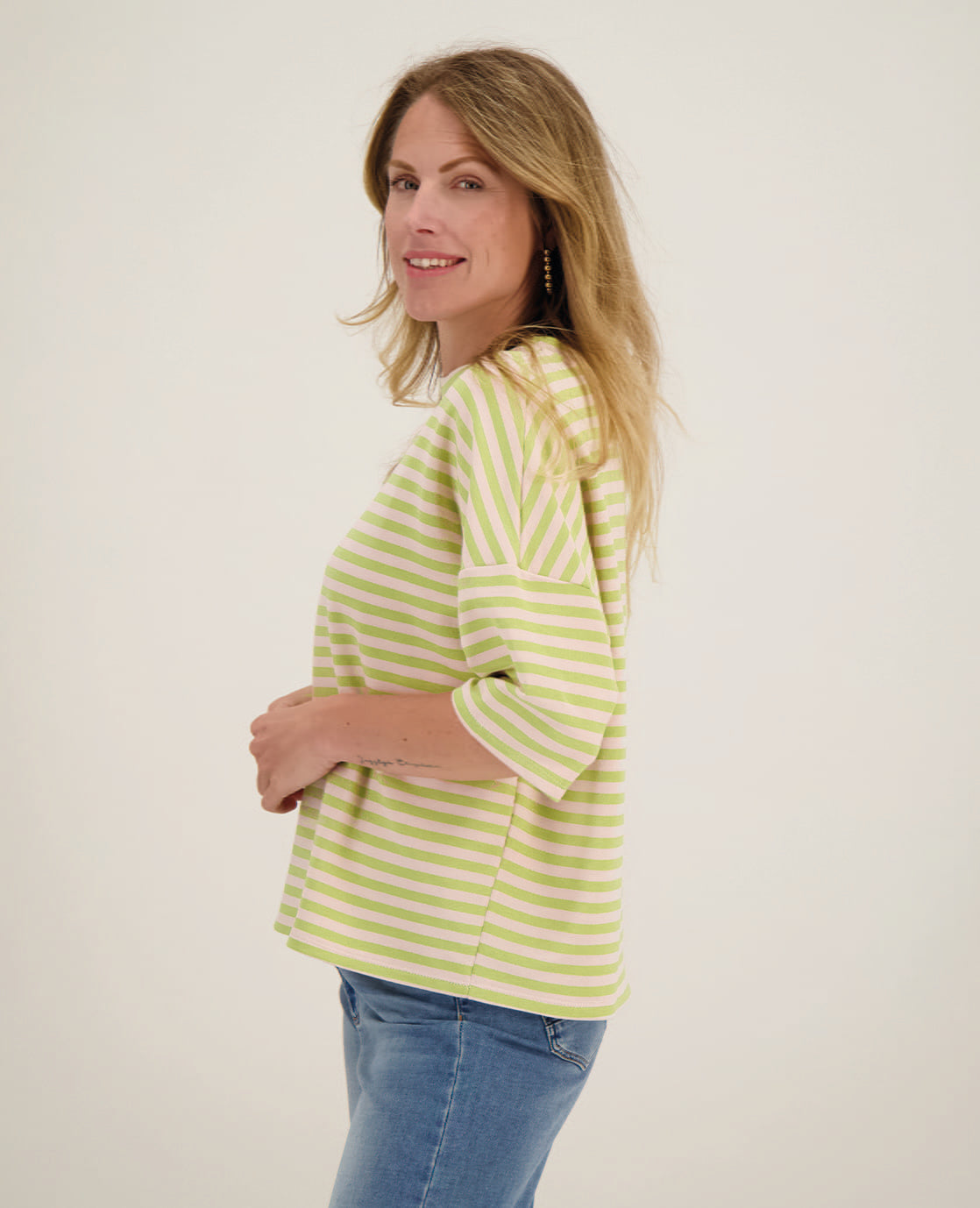 Je m'appelle Tops Tee Top Stripes | Pistache / Ecru