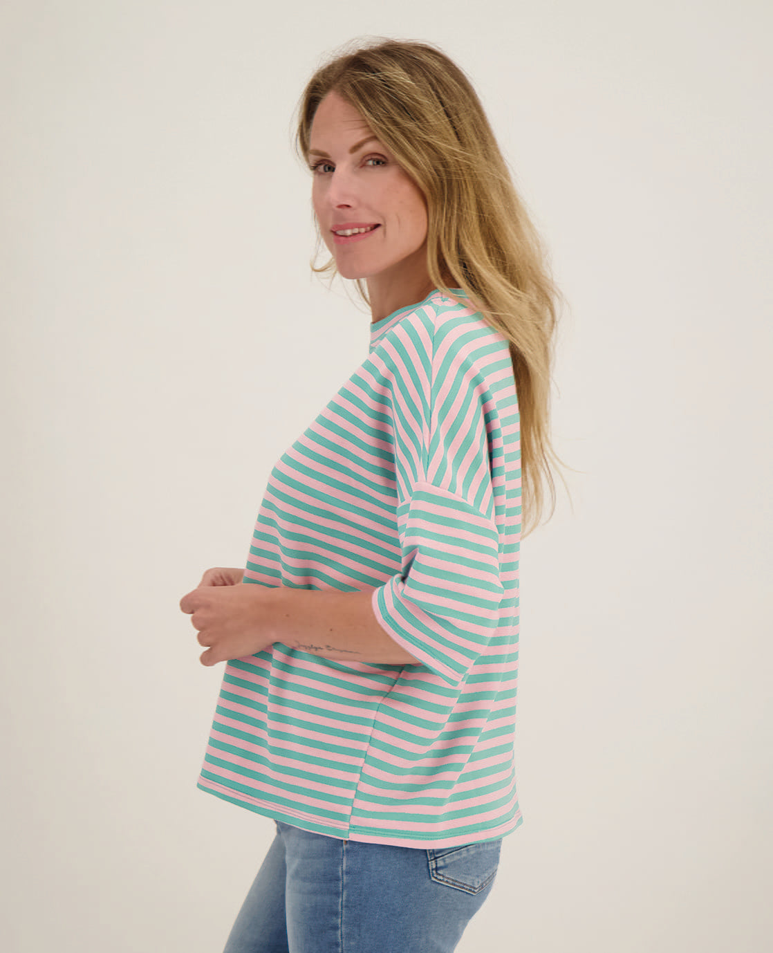 Je m'appelle Tops Tee Top Stripes | Aqua / Pink