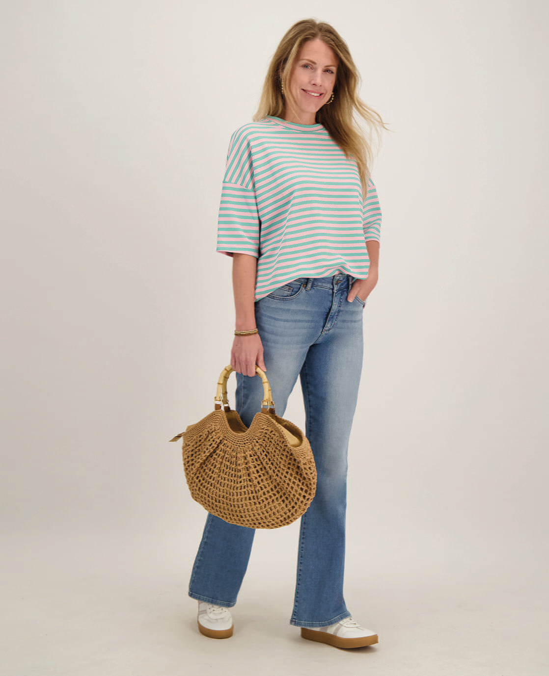 Je m'appelle Tops Tee Top Stripes | Aqua / Pink