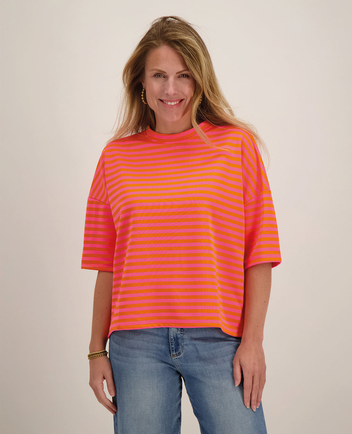 Tee Top Stripes | Pink / Orange